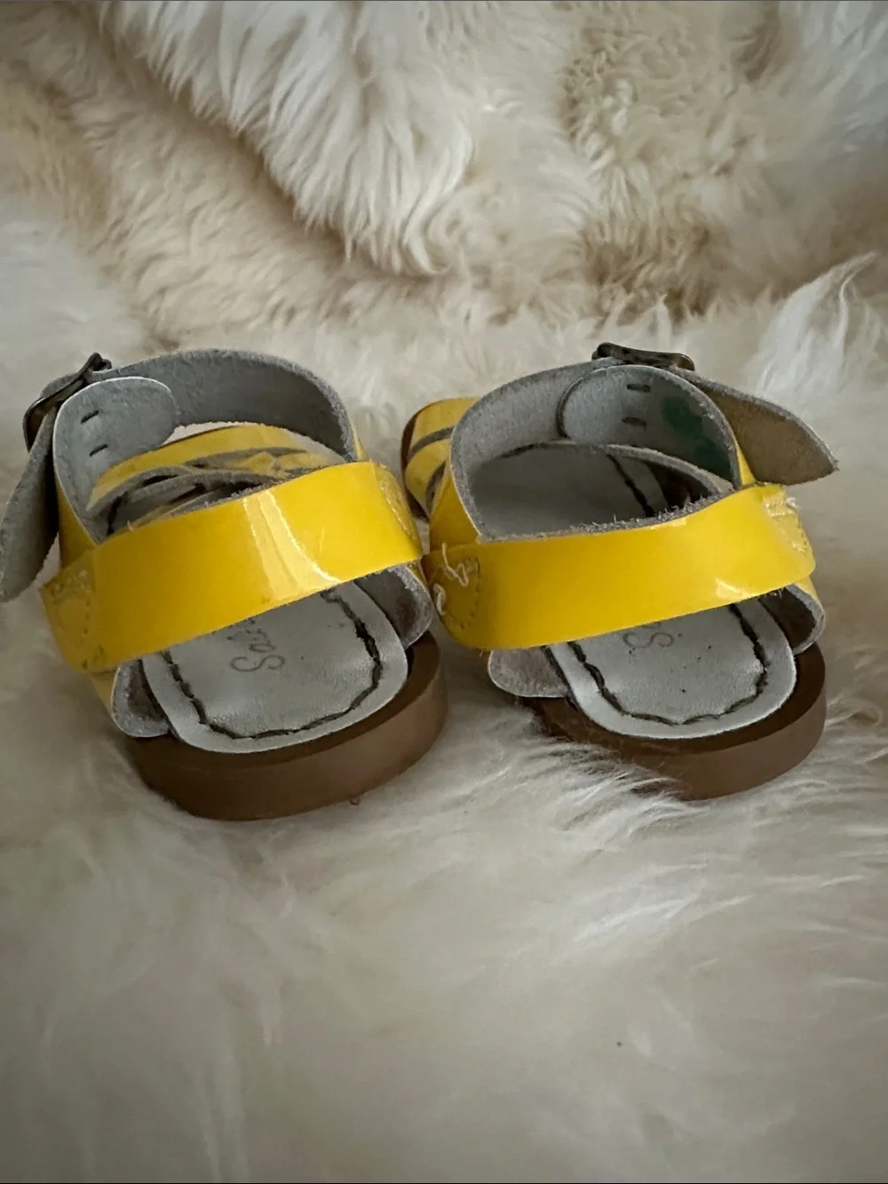 Saltwater Sandals Lemon Yellow Original Patent Leather Strappy Toddler